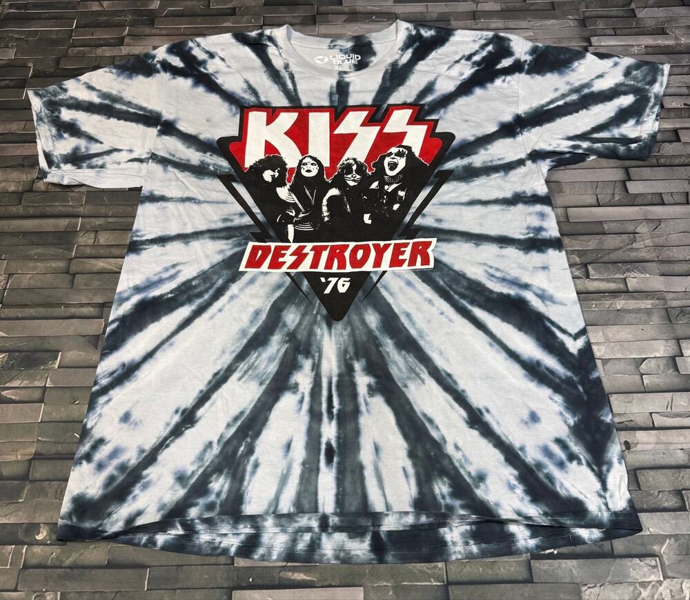 KISS Liquid Blue Destroyer tie-dye tee